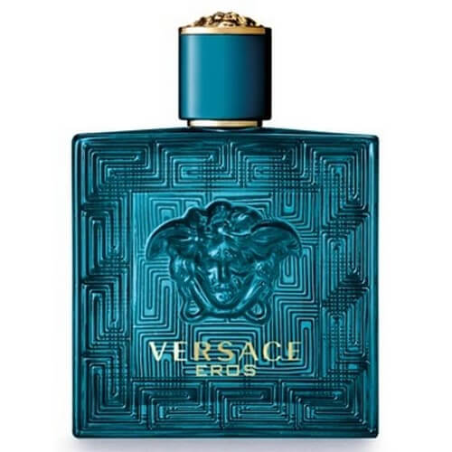 versace eros pour homme parfym, blå flaska med guldtext